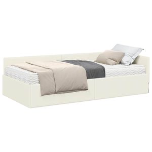 vidaXL Eckbettgestell mit Matratze Sonstiges 2 pcs Creme Samt