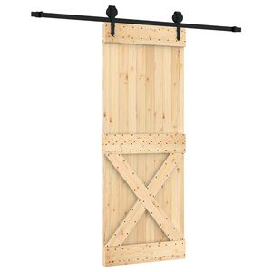 vidaXL Schiebet&uuml;r Nat&uuml;rlich und Schwarz 80 x 210 cm Massivkiefer