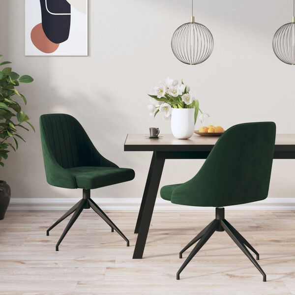 vidaXL Esszimmerst&uuml;hle 2 Stk. Dunkelgr&uuml;n Samt