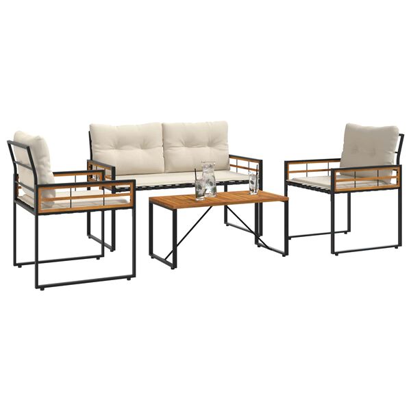 vidaXL Gartenm&ouml;bel Set mit Kissen 4 pcs Creme
