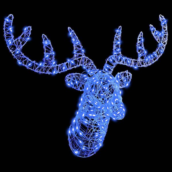 vidaXL Rentierkopf mit 140 LEDs Blau 68 x 36,5 x 62,5 cm Acryl
