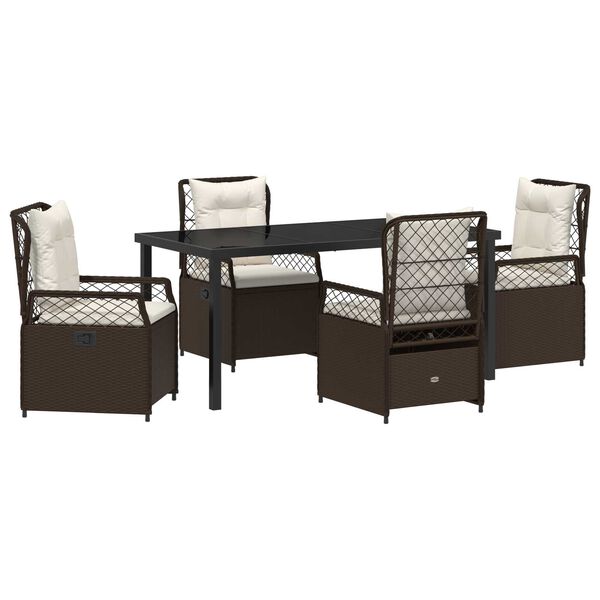 vidaXL Garten Essgruppe 5 pcs Braun Poly-Rattan