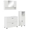 vidaXL Badezimmerm&ouml;bel-Set 3 pcs Hochglanz Wei&szlig; Sperrholz und Metall
