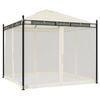 vidaXL Pavillon mit Netzw&auml;nden Creme 2,93x2,93 m Stahl