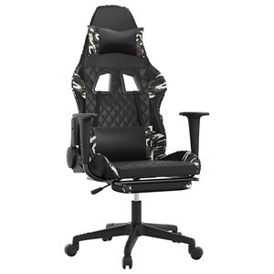vidaXL Gamingstuhl mit Massage Fu&szlig;st&uuml;tze Schwarz Tarnfarben Kunstleder