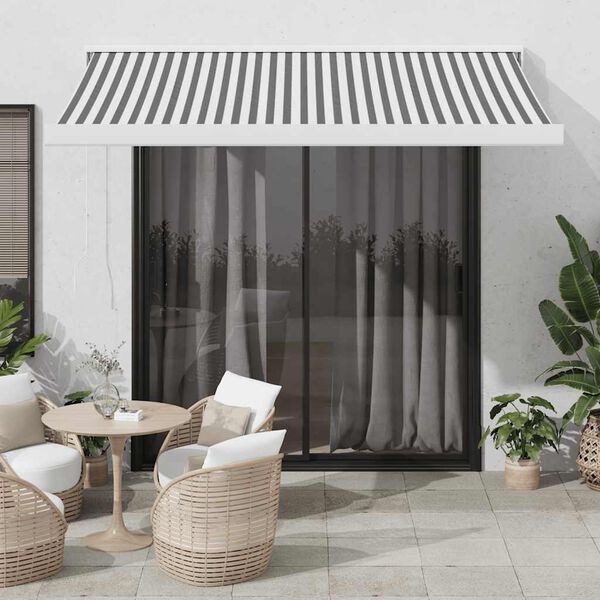 vidaXL Markise Einziehbar Anthrazit und Wei&szlig; 3x2,5 m Stoff & Aluminium