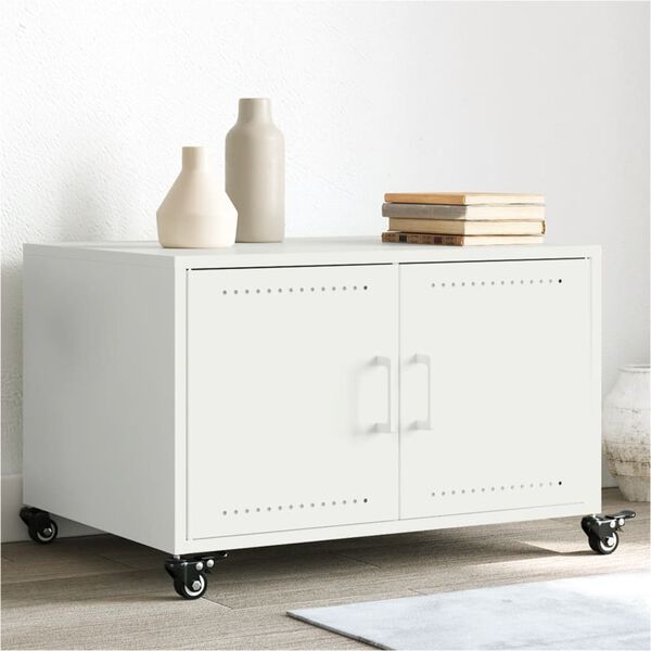 vidaXL Couchtisch Wei&szlig; 68x50x43,5 cm Stahl
