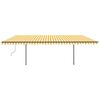 vidaXL Markise Manuell Einziehbar mit Pfosten 3,5x2,5 m Gelb & Wei&szlig;