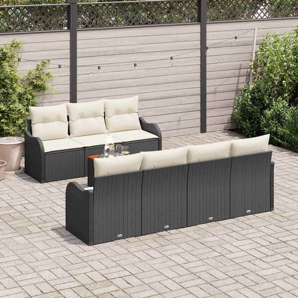 vidaXL Gartensofa-set mit Kissen 8 pcs Schwarz Poly-Rattan