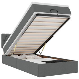 vidaXL Ottomane Bett mit Matratze & LEDs Dunkelgrau 80x200 cm Stoff