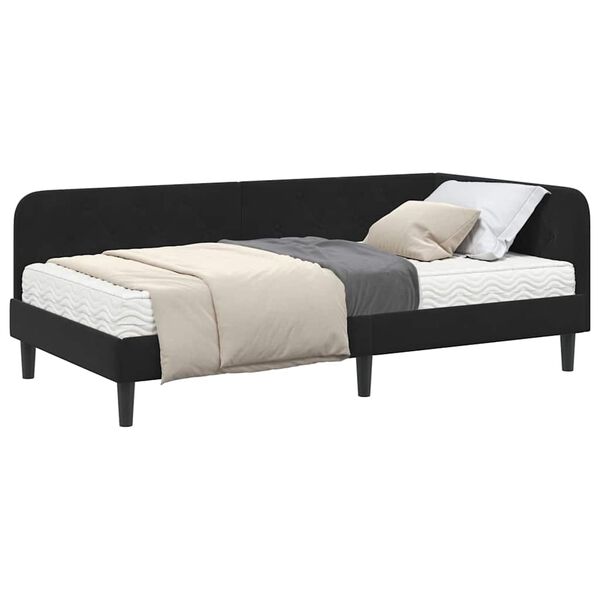 vidaXL Eckbettgestell mit Matratze Schwarz 100 x 200 cm Samt