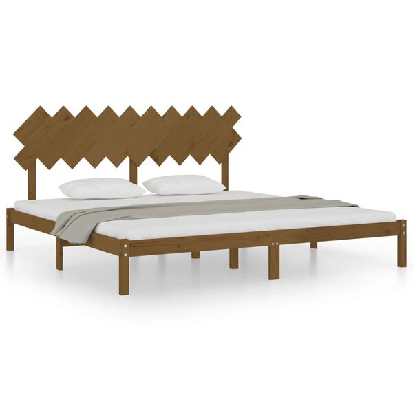 vidaXL Massivholzbett Honigbraun 200x200 cm