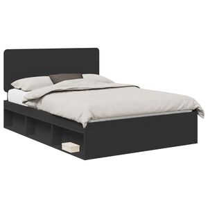 vidaXL Bettrahmen Schwarz 150 x 200 cm Massives Kiefernholz