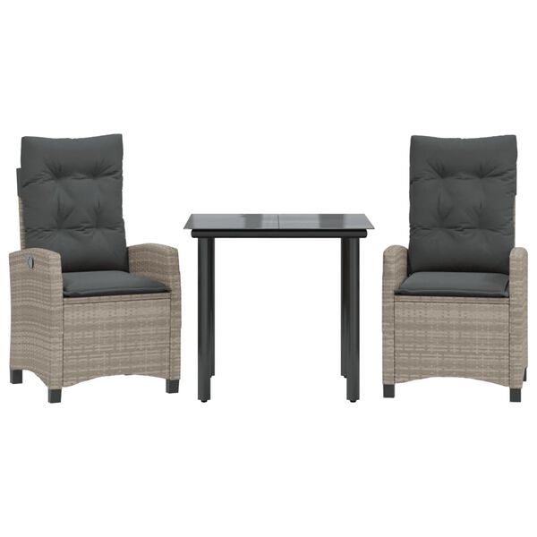 vidaXL 5-tlg. Garten-Essgruppe mit Kissen Hellgrau Poly Rattan