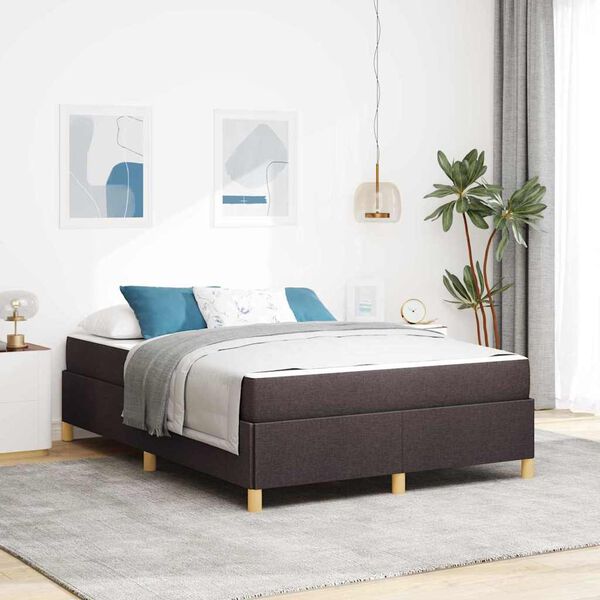 vidaXL Bettrahmen mit Matratze Dunkelbraun 160 x 200 cm Stoff