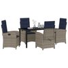 vidaXL Garten Essgruppe mit Kissen 5 pcs Grau Poly-Rattan