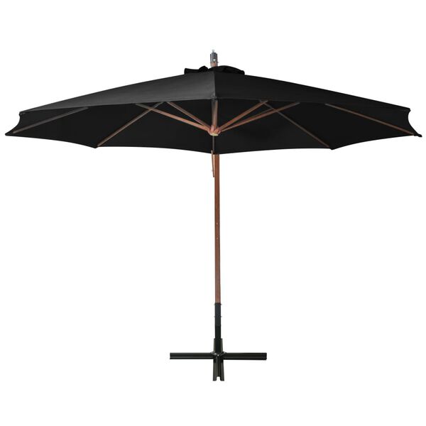 vidaXL Ampelschirm mit Mast Schwarz 3,5x2,9 m Massivholz Tanne