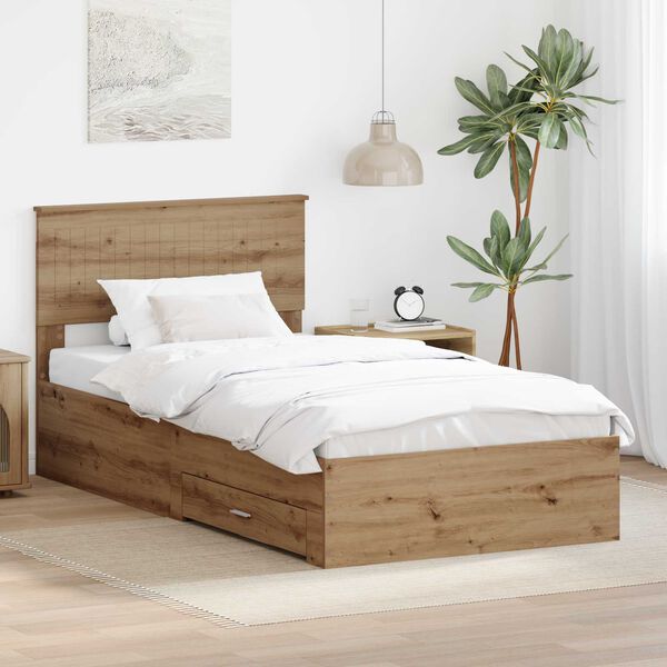 vidaXL Bettrahmen Artisan-Eiche 100 x 200 cm Holzwerkstoff
