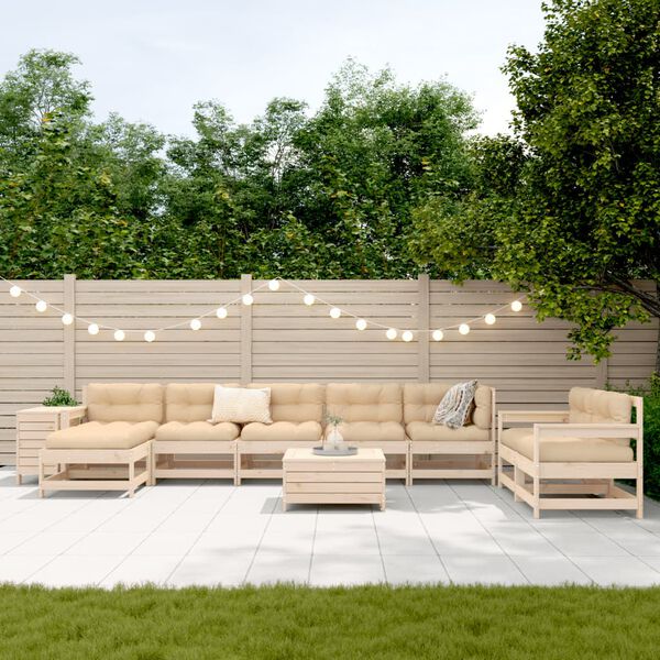 vidaXL 10-tlg. Garten-Sofagarnitur Massivholz Kiefer