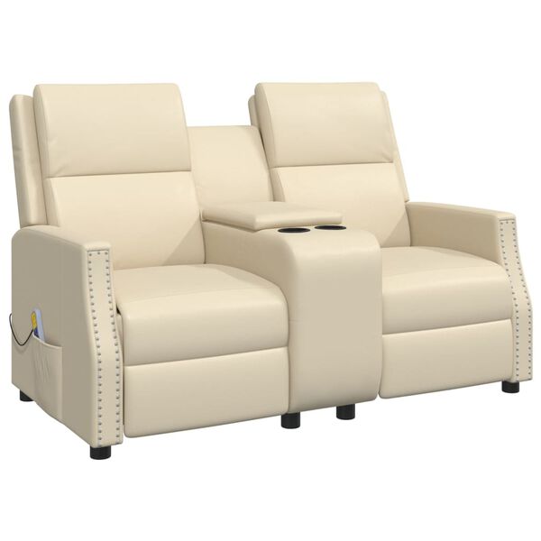 vidaXL 2-Sitzer Massagesessel Creme Kunstleder