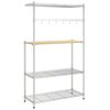 vidaXL 4 Ablagen Mikrowellenregal 90x35x150 cm Verchromtes Eisen