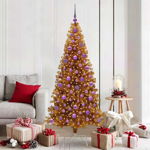 vidaXL Weihnachtsbaum mit 300 LEDs mit Ständer Gold 180 cm Haustier