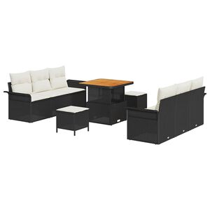 vidaXL Gartensofa-set 9 stk. Schwarz Poly-Rattan