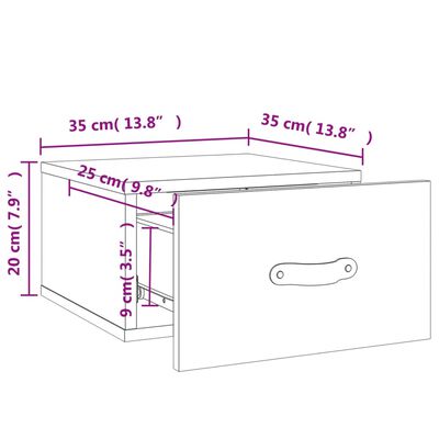 vidaXL Wand-Nachttische 2 Stk. Betongrau 35x35x20 cm