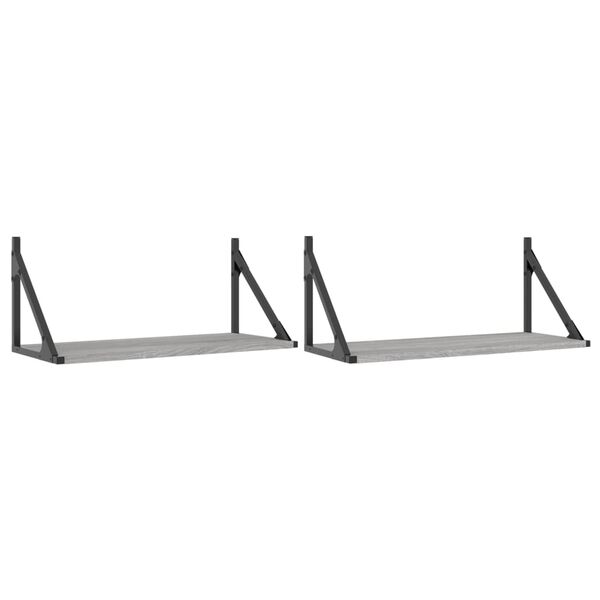 vidaXL Wandregale 2 Stk. Grau Sonoma 60x25x25,5 cm Holzwerkstoff