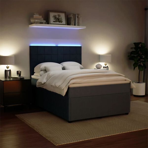 vidaXL Boxspringbett mit Matratze Dunkelgrau 140x200 cm Samt