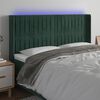 vidaXL LED Kopfteil Dunkelgr&uuml;n 163x16x118/128 cm Samt