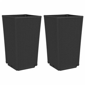 vidaXL Pflanzk&uuml;bel 2 Stk. Schwarz 32,5x32,5x57 cm PP