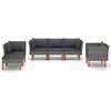 vidaXL 6-tlg. Garten-Lounge-Set Poly Rattan und Eukalyptusholz Grau