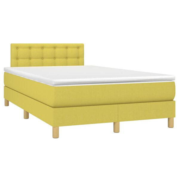 vidaXL Boxspringbett mit Matratze & LED Gr&uuml;n 120x200 cm Stoff