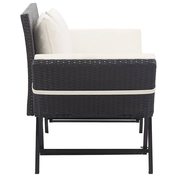 vidaXL Gartenbank mit Kissen Schwarz 176 cm Poly Rattan