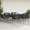 vidaXL 7-tlg. Garten-Essgruppe mit Kissen Schwarz Poly Rattan Glas