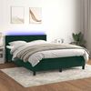 vidaXL Boxspringbett mit Matratze & LED Dunkelgr&uuml;n 140x190 cm Samt