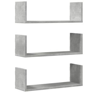 vidaXL Wandregale 3 Stk. Betongrau 58x18x18 cm Holzwerkstoff