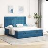 vidaXL Ottoman-Bett mit Matratzen & LEDs Dunkelblau 180x200 cm Samt