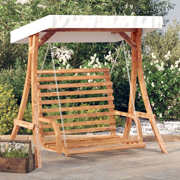 vidaXL Hollywoodschaukel mit Dach Massivholz Fichte mit Teak-Finish