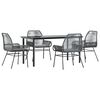vidaXL 5-tlg. Garten-Essgruppe mit Kissen Grau Poly Rattan Glas
