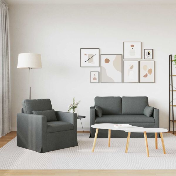 vidaXL Sofa Set 2 pcs Dunkelgrau 139 x 78 x 80 cm Stoff