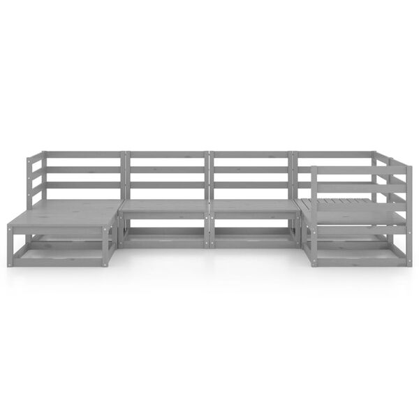 vidaXL 6-tlg. Garten-Lounge-Set Grau Massivholz Kiefer