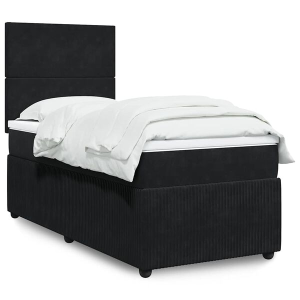 vidaXL Boxspringbett mit Matratze Schwarz 90x190 cm Samt