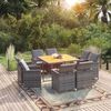 vidaXL 9-tlg. Garten-Essgruppe mit Kissen Poly Rattan Grau