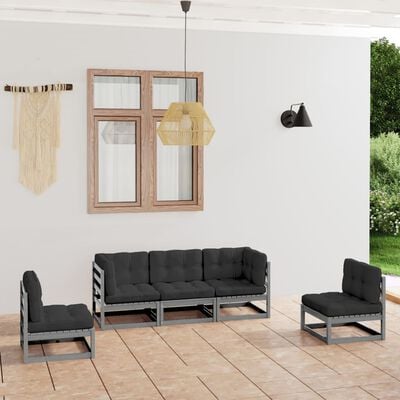 vidaXL 5-tlg. Garten-Lounge-Set mit Kissen Kiefer Massivholz