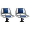 vidaXL 4-tlg. Bootssitz-Set Klappbar Blau und Wei&szlig; 48x51x41 cm