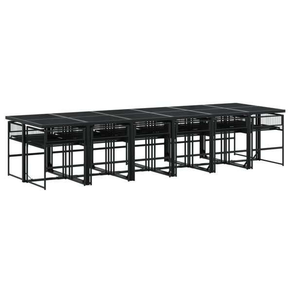 vidaXL 13-tlg. Garten-Essgruppe Schwarz Poly Rattan