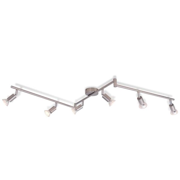 vidaXL Deckenleuchte mit 6 LED Spotlights Satin Nickel
