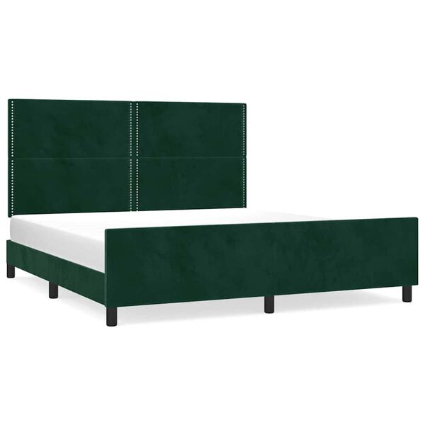vidaXL Bettgestell ohne Matratze Dunkelgr&uuml;n 200x200 cm Samt